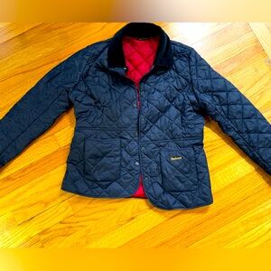 Blue quilted Barbour jacket